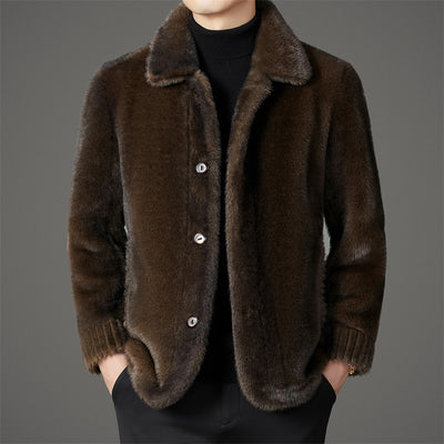 Men's Winter Leather Wool Coat