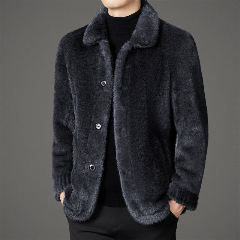 Men's Winter Leather Wool Coat