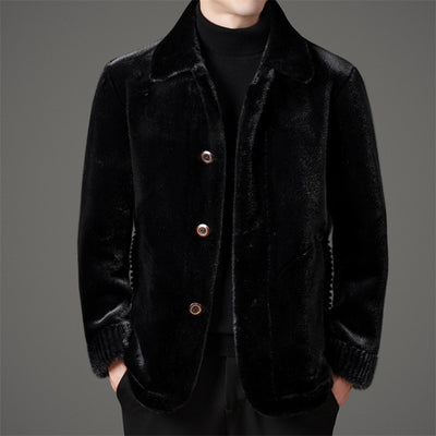 Men's Winter Leather Wool Coat