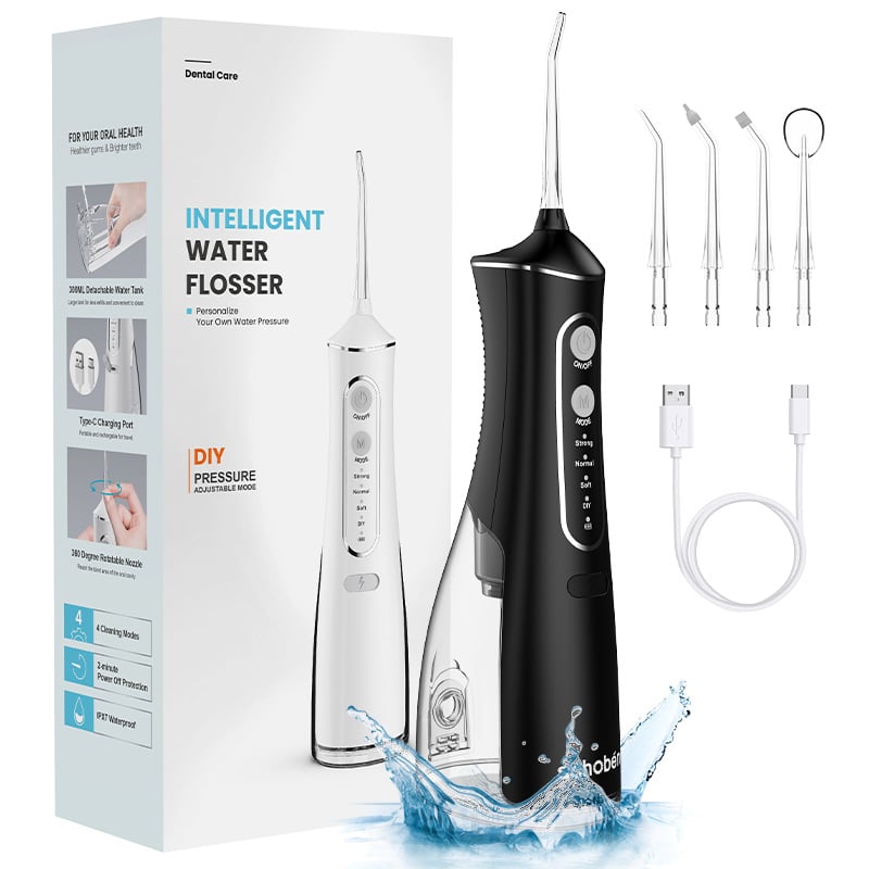 Water Flosser Cordless Oral Irrigator: 6 Replacement Heads with 3000ML Super Large Tank