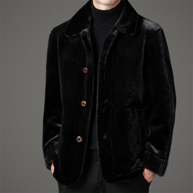 Men's Winter Leather Wool Coat