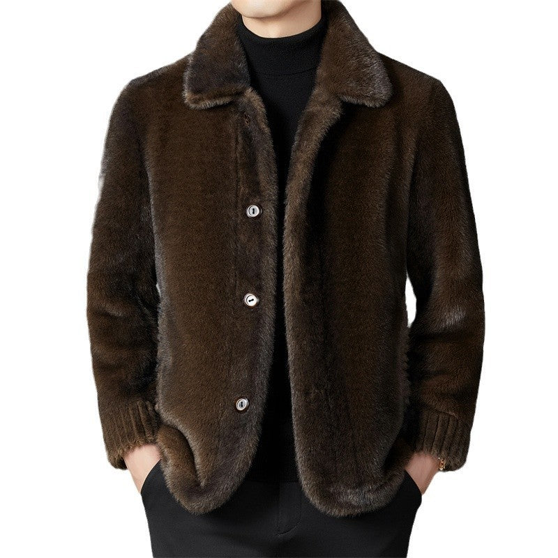 Men's Winter Leather Wool Coat