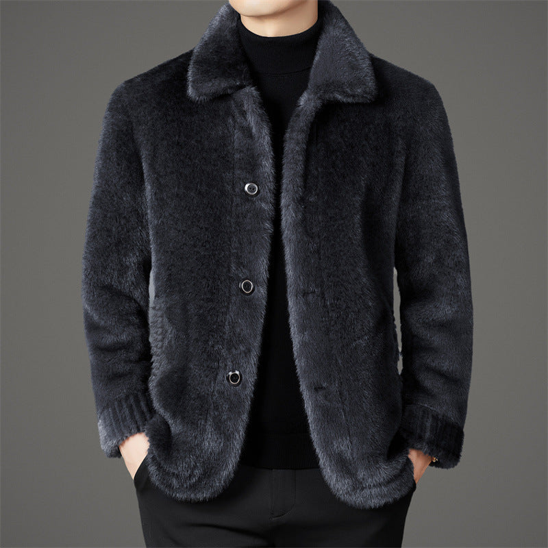 Men's Winter Leather Wool Coat